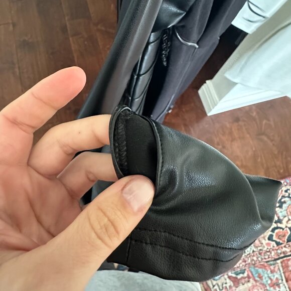 Maniere De Voir Vegan Leather Suspender Dress in Black - Picture 4 of 12